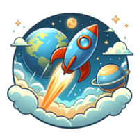 AI generated rocket in the sky - Rocket cartoon on transparent background png