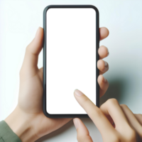 AI generated hand hold smart phone mockup png