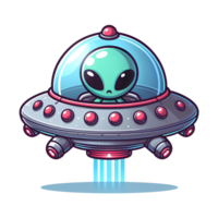 AI generated spaceship ufo alien cartoon on transparent background png