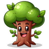 AI generated tree with green leaves - cartoon of tree on transparent background png