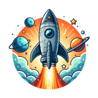 AI generated rocket in the sky - Rocket cartoon on transparent background png