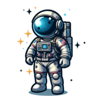 AI generated spaceship rocket illustration and astronaut - astronaut cartoon on transparent background png