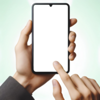 AI generated hand hold smart phone mockup png