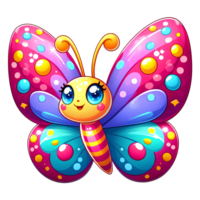 ai gerado fofa borboleta ilustração - borboleta desenho animado em transparente fundo png