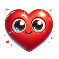 ai generado dibujos animados corazón con ojos y sonrisa en transparente antecedentes png