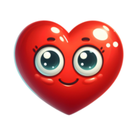 ai generado dibujos animados corazón con ojos y sonrisa en transparente antecedentes png