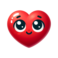 AI generated cartoon heart with eyes and smile on transparent background png