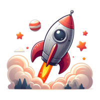 AI generated rocket in the sky - Rocket cartoon on transparent background png