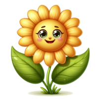 AI generated sunflower cartoon character on transparent background png