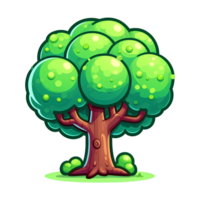 AI generated tree with green leaves - cartoon of tree on transparent background png