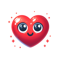 ai generado dibujos animados corazón con ojos y sonrisa en transparente antecedentes png