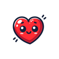 AI generated cartoon heart with eyes and smile on transparent background png