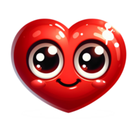 AI generated cartoon heart with eyes and smile on transparent background png