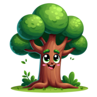 AI generated cartoon illustration of a tree png