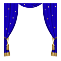 PNG - Transparent Blue Curtains with Gold Tassels and Stars