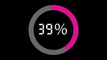 Percentages counter seven seconds with round progress bar on black background video