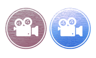 camera video roll icon symbol blue and red with texture png