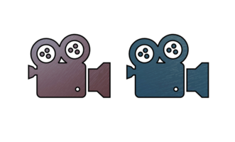 caméra vidéo rouleau icône symbole bleu et rouge avec texture png
