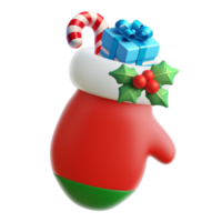 Natal luva 3d ícone ilustração png