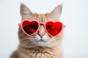 AI generated Cat with heart shaped sunglasses photo