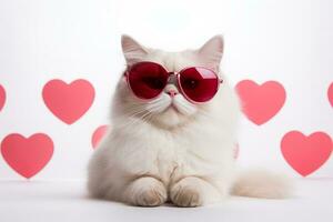 AI generated Cat with heart shaped sunglasses photo