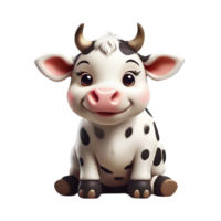 AI generated cute cow background png