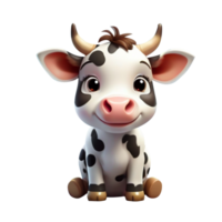 ai generato carino 3d mucca png