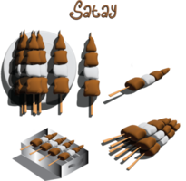 satay indonesio tradicional parrilla comida en 3d png