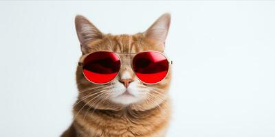 AI generated Cat with heart shaped sunglasses photo
