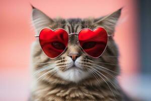 AI generated Cat with heart shaped sunglasses photo