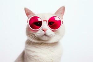 AI generated Cat with heart shaped sunglasses photo