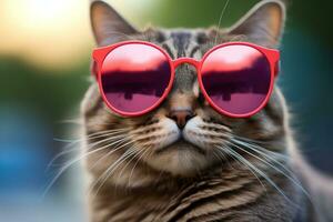 AI generated Cat with heart shaped sunglasses photo