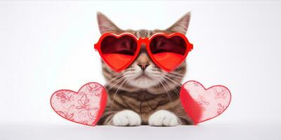 AI generated Cat with heart shaped sunglasses photo