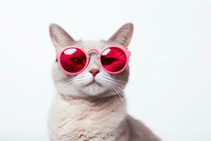 AI generated Cat with heart shaped sunglasses photo