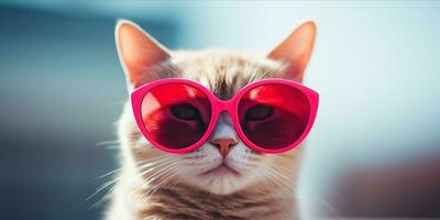 ai generado gato con corazón conformado Gafas de sol foto