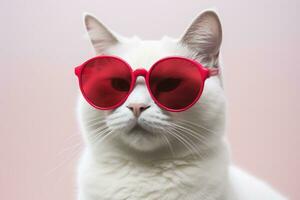 ai generado gato con corazón conformado Gafas de sol foto