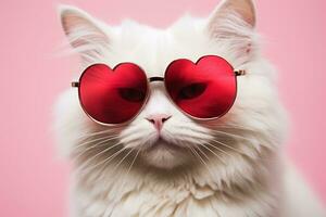 AI generated Cat with heart shaped sunglasses photo