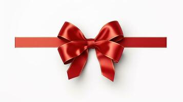 AI generated red ribbon and bow isolated white photo