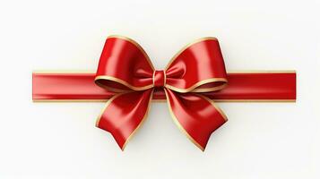 AI generated red ribbon and bow isolated white photo