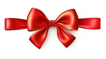 AI generated red ribbon and bow isolated white photo