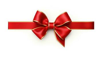 AI generated red ribbon and bow isolated white photo
