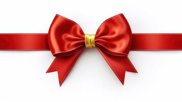 AI generated red ribbon and bow isolated white photo