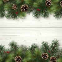 AI generated christmas background with pine tree branches photo