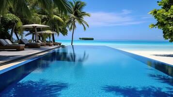 AI generated the pool at or near maldives at sunny photo