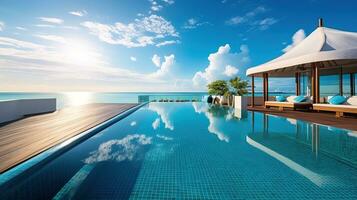 AI generated the pool at or near maldives at sunny photo