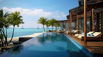 AI generated the pool at or near maldives at sunny photo