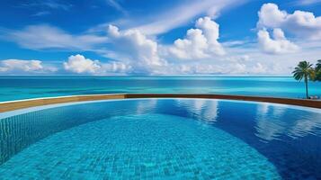 AI generated the pool at or near maldives at sunny photo