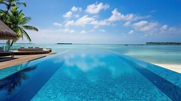 AI generated the pool at or near maldives at sunny photo