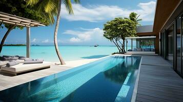 AI generated the pool at or near maldives at sunny photo