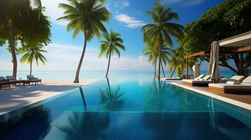 AI generated the pool at or near maldives at sunny photo